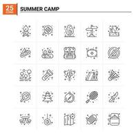 25 Sommercamp-Icon-Set Vektorhintergrund vektor