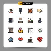 Stock-Vektor-Icon-Pack mit 16 Zeilenzeichen und Symbolen für Bibliotheksabstimmungstechnologie Daumen mögen keine editierbaren kreativen Vektordesign-Elemente vektor
