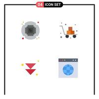 uppsättning av 4 modern ui ikoner symboler tecken för chip pil hårdvara leverans Nästa redigerbar vektor design element