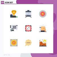 Aktienvektor-Icon-Pack mit 9 Zeilenzeichen und Symbolen für die Einkaufsunterstützung, Navigation, Sicherheit, Sicherheit, Chat, editierbare Vektordesign-Elemente vektor