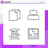 Satz von 4 Symbolen im Linienstil kreative Gliederungssymbole für Website-Design und mobile Apps einfaches Liniensymbolzeichen isoliert auf weißem Hintergrund 4 Symbole vektor