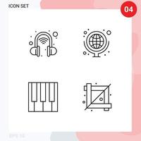 satz von 4 modernen ui-symbolen symbole zeichen für intelligente musikgeographie schulbedarf klangbearbeitbare vektordesignelemente vektor