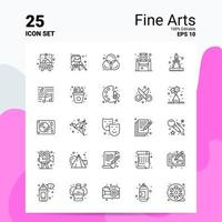 25 Fine Arts Icon Set 100 bearbeitbare Eps 10 Dateien Business-Logo-Konzept-Ideen-Line-Icon-Design vektor