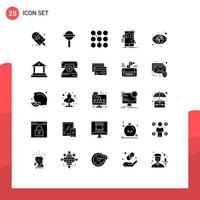 Piktogrammsatz von 25 einfachen soliden Glyphen von ux design access mobile security editable vector design elements