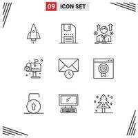 Stock Vector Icon Pack mit 9 Zeilenzeichen und Symbolen für Life City Interface Sales Man Avatar editierbare Vektordesign-Elemente