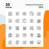 25 Shopping E-Commerce-Icon-Set 100 bearbeitbare Eps 10-Dateien Business-Logo-Konzept-Ideen-Line-Icon-Design vektor