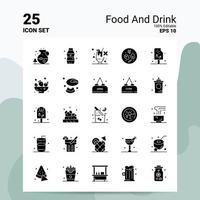 25 mat och dryck ikon uppsättning 100 redigerbar eps 10 filer företag logotyp begrepp idéer fast glyf ikon design vektor