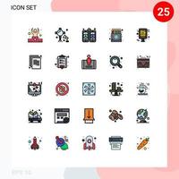 Stock Vector Icon Pack mit 25 Linienzeichen und Symbolen für große Verkaufszeichnung Studiolichter Buntstifte Box editierbare Vektordesign-Elemente