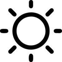 Sonnensymbol auf weißem Hintergrund, Illustration des Sonnensymbolsymbols in Schwarz auf weißem Hintergrund vektor