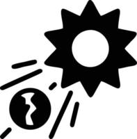 Sonnensymbol auf weißem Hintergrund, Illustration des Sonnensymbolsymbols in Schwarz auf weißem Hintergrund vektor