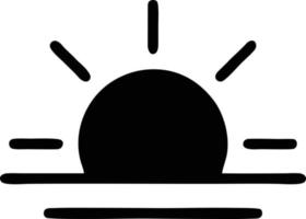 Sonnensymbol auf weißem Hintergrund, Illustration des Sonnensymbolsymbols in Schwarz auf weißem Hintergrund vektor