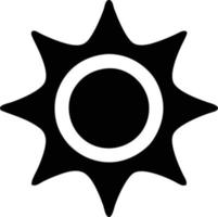 Sonnensymbol auf weißem Hintergrund, Illustration des Sonnensymbolsymbols in Schwarz auf weißem Hintergrund vektor