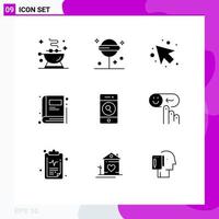 Stock Vector Icon Pack mit 9 Zeilen Zeichen und Symbolen für Webtelefon Pfeil Menschen Lesezeichen editierbare Vektordesign-Elemente