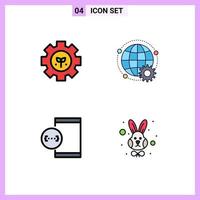 Gruppe von 4 gefüllten flachen Farbzeichen und Symbolen für Umgebungs-App-Setting-Welt entwickeln editierbare Vektordesign-Elemente vektor