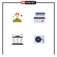 Stock Vector Icon Pack mit 4 Zeilenzeichen und Symbolen für Community Museum Person E-Commerce Lernen editierbare Vektordesign-Elemente