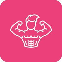 Bodybuilder Linie runde Ecke Hintergrundsymbole vektor