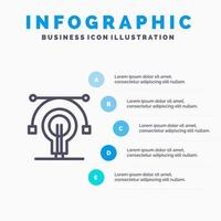 Glühbirne Bildung Idee erziehen blau Infografiken Vorlage 5 Schritte Vektorlinie Symbol Vorlage vektor