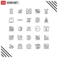 uppsättning av 25 modern ui ikoner symboler tecken för koncentration försäljning Kontakt oss pris e-handel redigerbar vektor design element