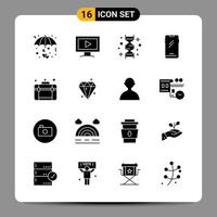 16 schwarze Icon-Pack-Glyphen-Symbole Zeichen für ansprechende Designs auf weißem Hintergrund 16 Icons gesetzt vektor