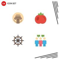 uppsättning av 4 kommersiell platt ikoner packa för skrivare fartyg hjul författare frukt kommunikation redigerbar vektor design element