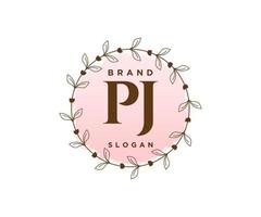 första pj feminin logotyp. användbar för natur, salong, spa, kosmetisk och skönhet logotyper. platt vektor logotyp design mall element.