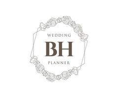 bh initialen brief hochzeitsmonogramm logos sammlung, handgezeichnete moderne minimalistische und florale vorlagen für einladungskarten, save the date, elegante identität für restaurant, boutique, café im vektor