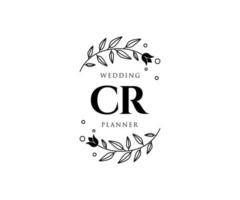 cr initials brief hochzeitsmonogramm logos sammlung, handgezeichnete moderne minimalistische und florale vorlagen für einladungskarten, save the date, elegante identität für restaurant, boutique, café im vektor