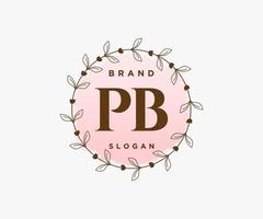 första pb feminin logotyp. användbar för natur, salong, spa, kosmetisk och skönhet logotyper. platt vektor logotyp design mall element.