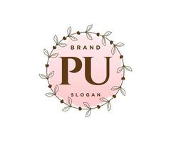 första pu feminin logotyp. användbar för natur, salong, spa, kosmetisk och skönhet logotyper. platt vektor logotyp design mall element.