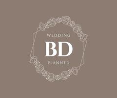 bd initialen brief hochzeitsmonogramm logos sammlung, handgezeichnete moderne minimalistische und florale vorlagen für einladungskarten, save the date, elegante identität für restaurant, boutique, café im vektor