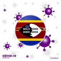 be för swaziland covid19 coronavirus typografi flagga stanna kvar Hem stanna kvar friska ta vård av din egen hälsa vektor