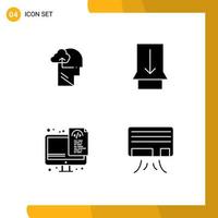 4 universell fast glyf tecken symboler av erfarenhet programmering huvud Rör ac redigerbar vektor design element