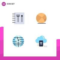 packa av 4 kreativ platt ikoner av bok decentraliserad boll framtida av pengar mobil redigerbar vektor design element