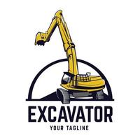 Bagger-Logo-Embleme-Design, Baumaschine, Baumaschinen-Logo-Vorlage vektor