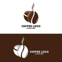 Logo-Design für Kaffeebohnengetränke in brauner Farbvektorillustration vektor