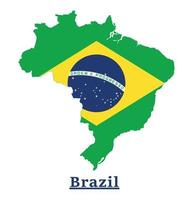 Brasilien nationell flagga Karta design, illustration av Brasilien Land flagga inuti de Karta vektor