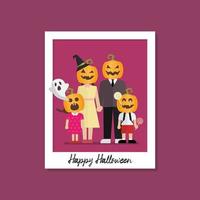 halloween familj bild på polaroid Foto ram vektor