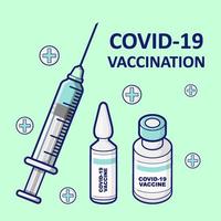 covid 19 korona virus vaccin organisk platt tecknad serie stil flaskor och spruta hygien vektor illustration design