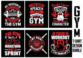 Fitness-T-Shirt-Design-Paket, Motivationszitat für das Fitnessstudio, inspirierendes T-Shirt-Design für das Training, Fitness-T-Shirt-Design vektor