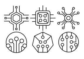 Freie Linear Computerchip Icons vektor