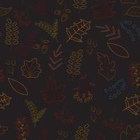 Vektor handgezeichnetes Muster mit Herbstelementen auf dem dunkelgrauen Hintergrund. Tafelnachahmung. Vektor-Illustration