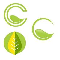 uppsättning av natur enkel eco vänlig cirkel grön blad logotyp vektor element