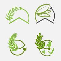 uppsättning av grön energi byggnad elektrisk logotyp design vektor illustrationer