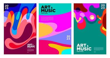 sommerliches buntes kunst- und musikfestivalplakat und cover-vorlage 2023 vektor