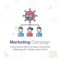 Marketingkampagne, Benutzer, Kunde, Werbung, Vektorillustrationssymbol vektor