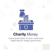 välgörenhet pengar låda vektor ikon illustration