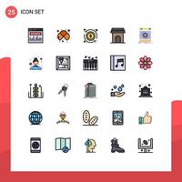 Stock Vector Icon Pack mit 25 Zeilenzeichen und Symbolen für den Entwurf von Home-Pfeilgeräten Apartment editierbare Vektordesign-Elemente
