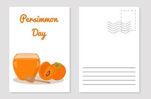 das layout der grußkarte persimmon day persimmon day fruchtmarmelade vektor