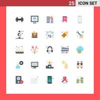 Stock Vector Icon Pack mit 25 Zeilen Zeichen und Symbolen für Handy-Feuer verwendete Lesezeichen editierbare Vektordesign-Elemente