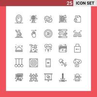 Stock Vector Icon Pack mit 25 Zeilen Zeichen und Symbolen für Dokumentbericht Lebensmittel Finanzdiagramm editierbare Vektordesign-Elemente